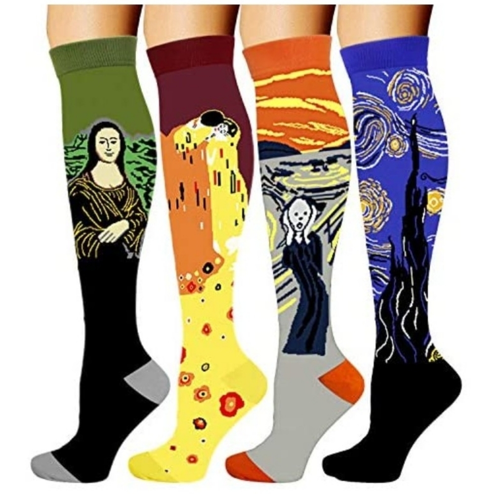 Famous art knee high compression socks